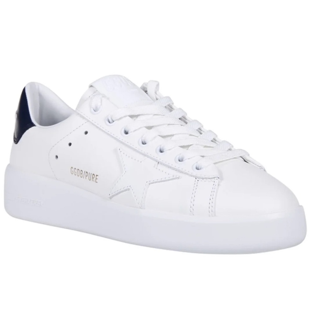 NWT Golden Goose GG Women’s Purestar with Navy Blue Heel Tab 36